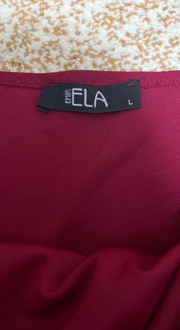 Bordo Uzun Drapeli V Yaka Abiye Elbise - Görsel 3