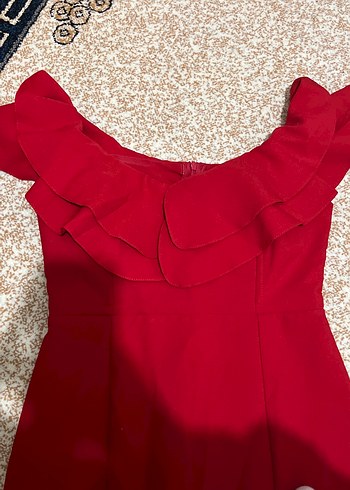 Kırmızı Straplez Uzun Abiye Elbise - Görsel 5