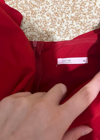 Kırmızı Straplez Uzun Abiye Elbise - Görsel 4