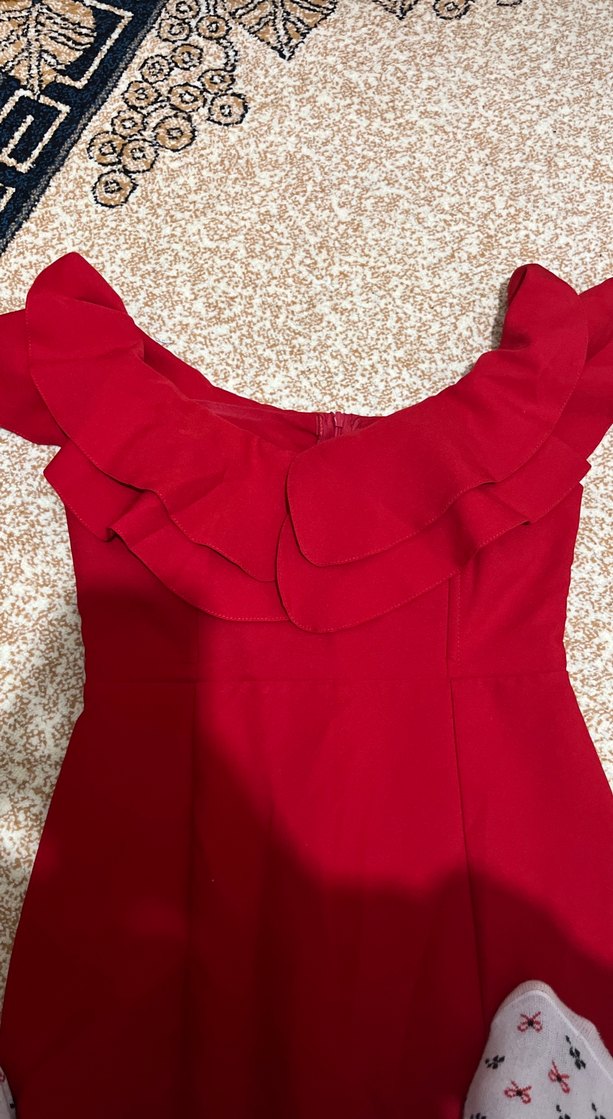 Kırmızı Straplez Uzun Abiye Elbise - Görsel 5