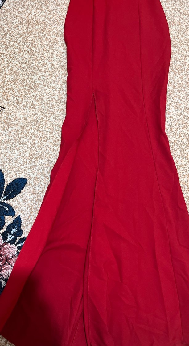 Kırmızı Straplez Uzun Abiye Elbise - Görsel 3