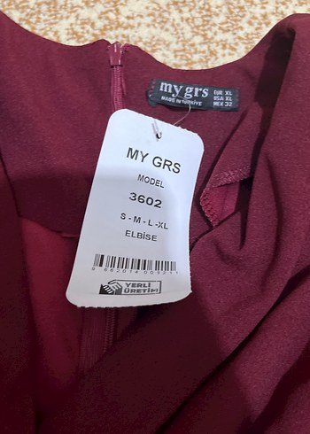 Bordo V Yakalı Uzun Kollu Salaş Elbise - Görsel 4