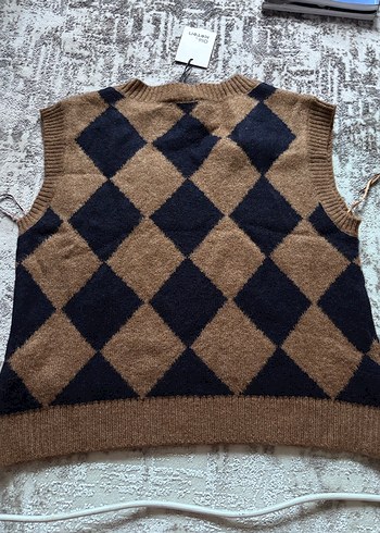 Kadın Kahverengi Kareli Triko Süveter - Görsel 2