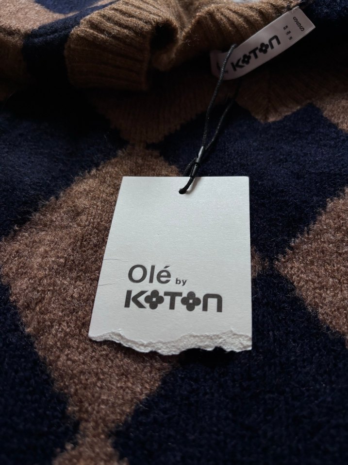 Kadın Kahverengi Kareli Triko Süveter - Görsel 3