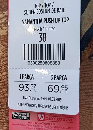 38 Beden çeşitli Renk Penti Desenli Bikini Üstü