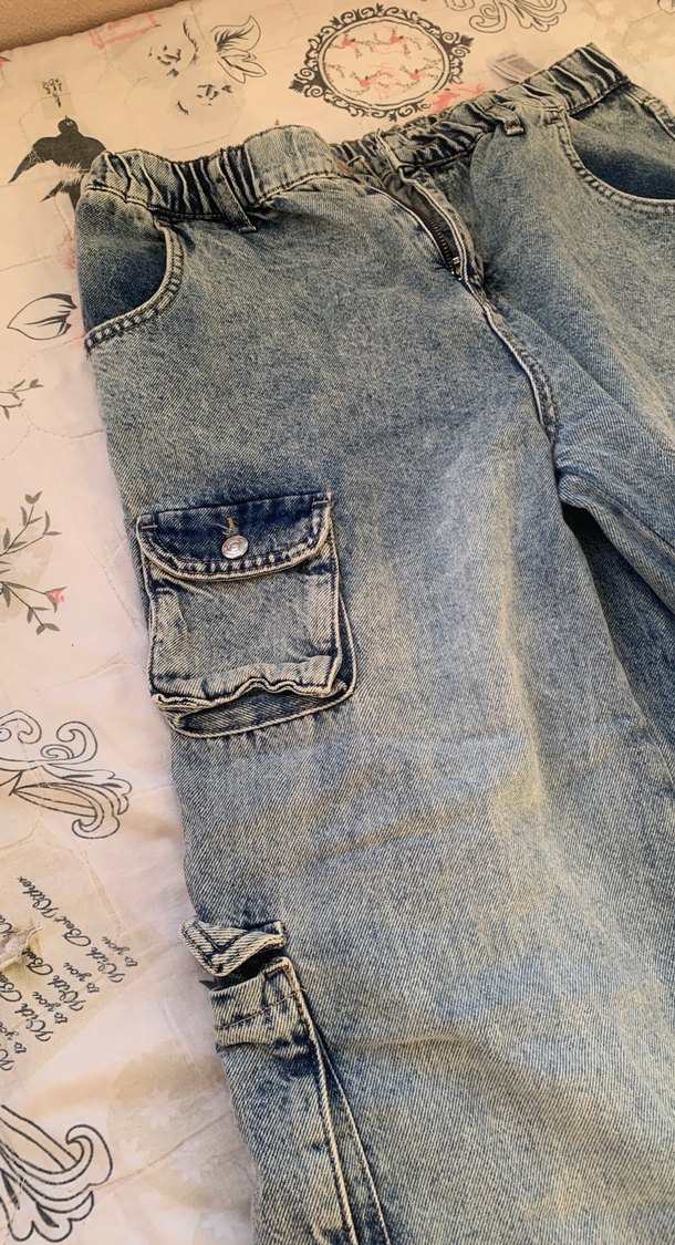 Geniş Kesim Eskitme Kargo Pantolon - Görsel 2