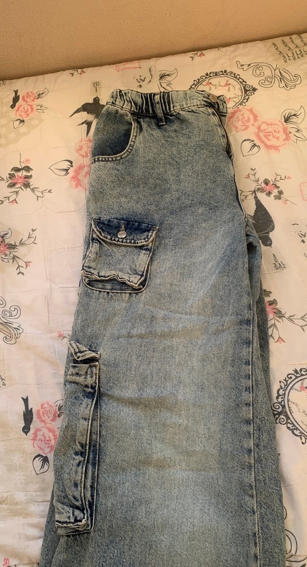 Geniş Kesim Eskitme Kargo Pantolon - Görsel 4