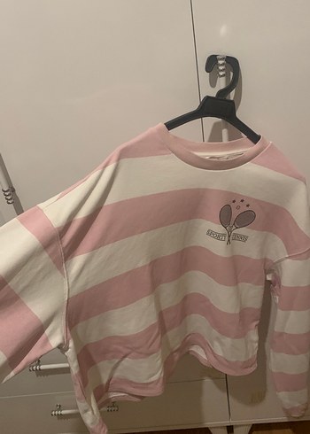 Pembe Çizgili Sweatshirt - Görsel 4
