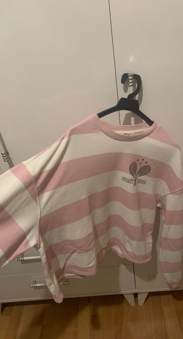 Pembe Çizgili Sweatshirt - Görsel 4