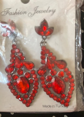 Kırmızı Payetli Bohem Küpe - Görsel 2