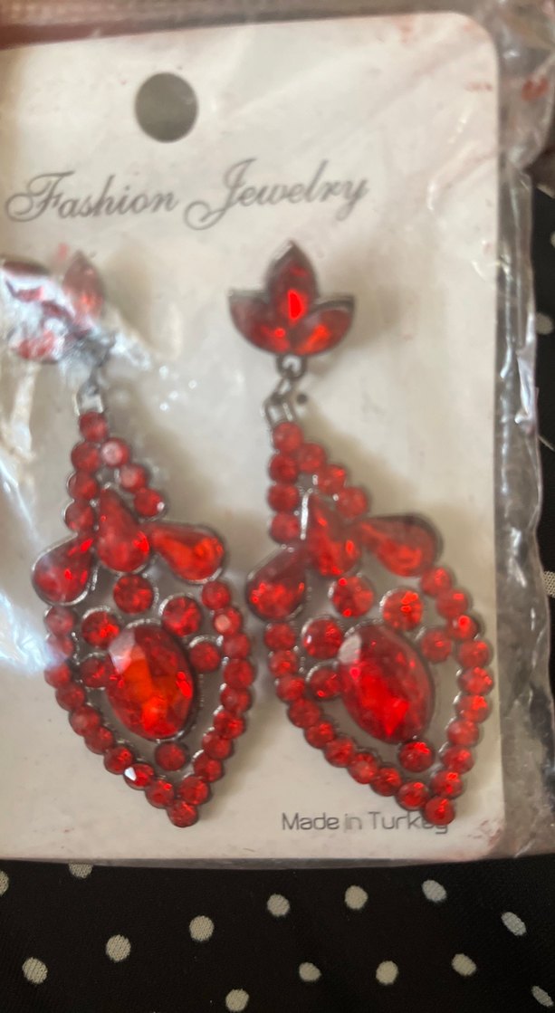 Kırmızı Payetli Bohem Küpe - Görsel 2