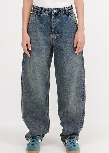 Bol Kesim Midi Kot Pantolon - Görsel 3