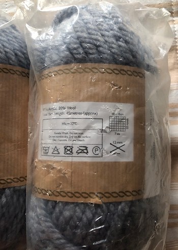  Beden Cableknit Gri Örgü İpi Paketiö Örgü ipi