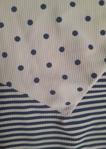 FRANSIZ ÜNLÜ MARKA BİP BİP Bej Lacivert Puantiyeli Mini Tulum - Görsel 4