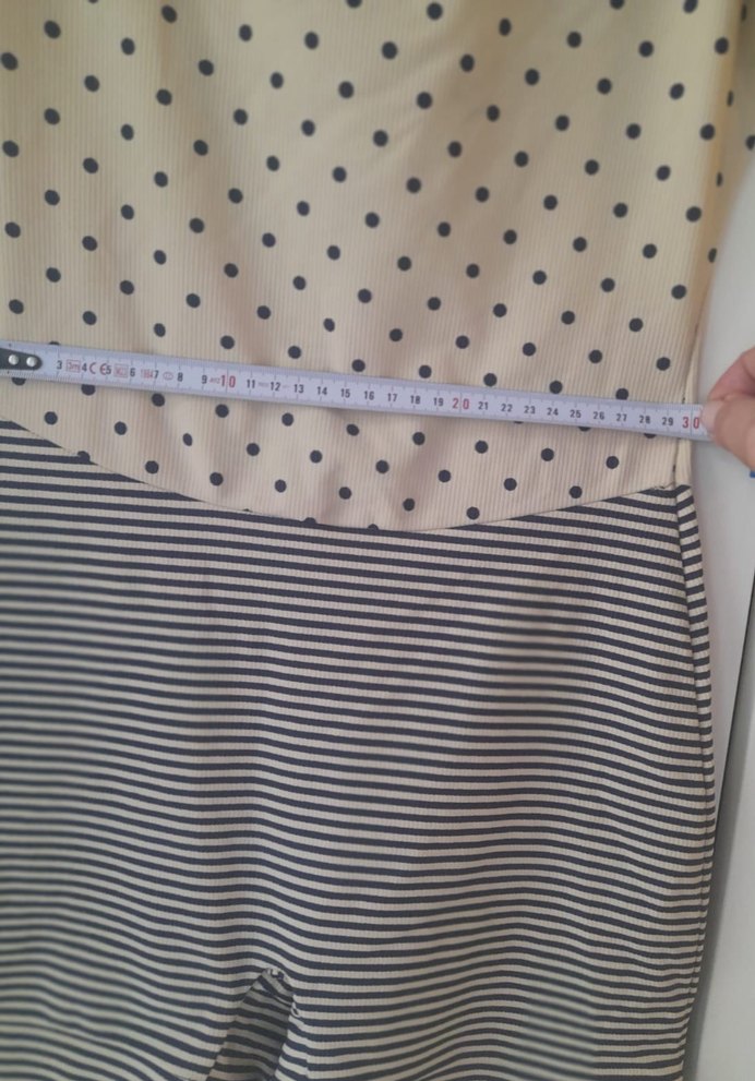 FRANSIZ ÜNLÜ MARKA BİP BİP Bej Lacivert Puantiyeli Mini Tulum - Görsel 3