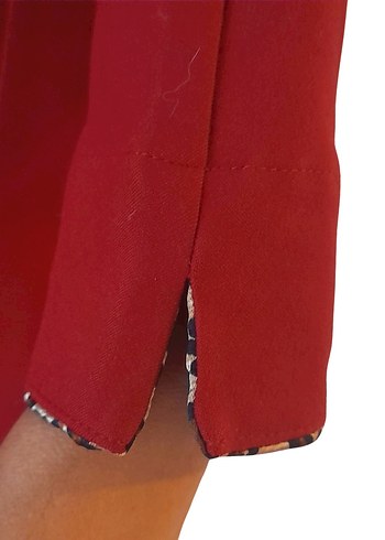 Kırmızı Kumaştan Leopar Desenli Zarif elbise Kadın ElbisesiS/M - Görsel 4