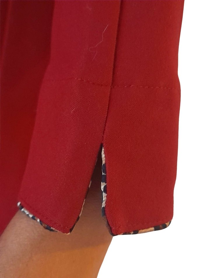 Kırmızı Kumaştan Leopar Desenli Zarif elbise Kadın ElbisesiS/M - Görsel 4