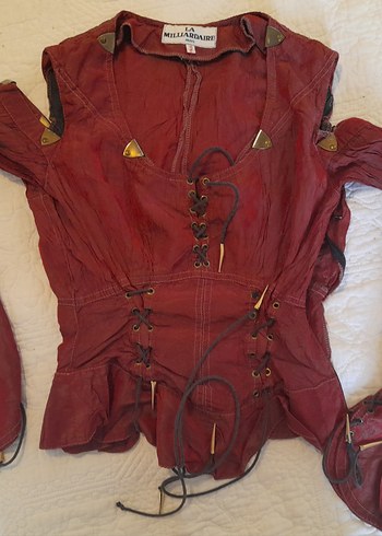 La Milliardaire Paris Özel Tasarım Deri Görünüm Etek&Bluz Takım - Görsel 3