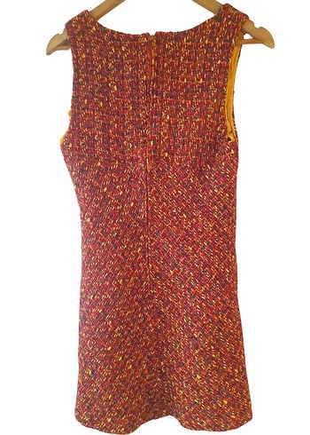 MAG DELEINE PARİS Renkli Mini Örme Kolsuz Vİintage Kadın Elbise - Görsel 4