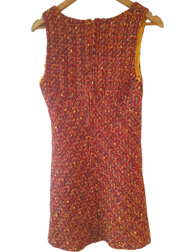 MAG DELEINE PARİS Renkli Mini Örme Kolsuz Vİintage Kadın Elbise - Görsel 4