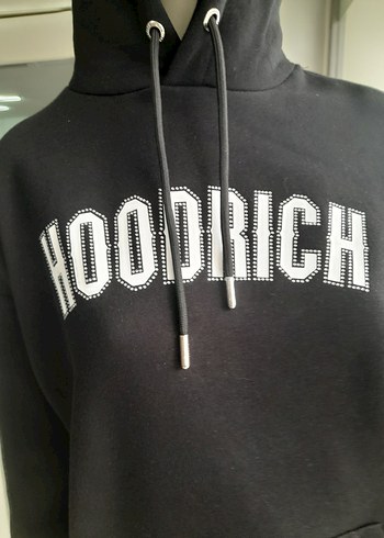 HOODRICH Taş Detaylı Siyah Kapüşonlu Sweatshirt SIRT KUŞ DESENLİ - Görsel 2