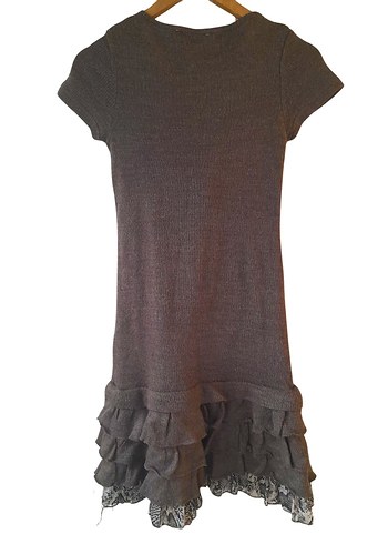 De Facto Triko Mini Elbise Atkılı Fırfırlı Şıklık - Görsel 4