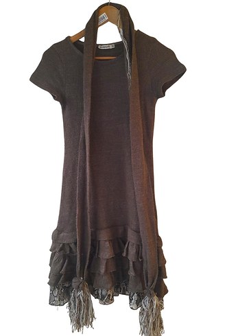 De Facto Triko Mini Elbise Atkılı Fırfırlı Şıklık - Görsel 3