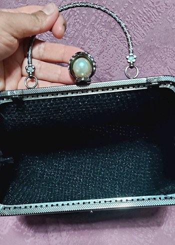 Boncuklu Siyah El Zinciri simli çanta - Görsel 2