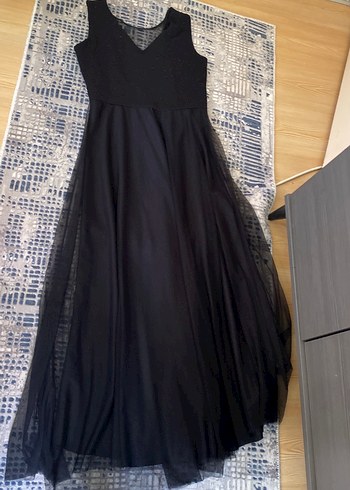 Siyah V Yakalı Uzun Gotik Elbise
