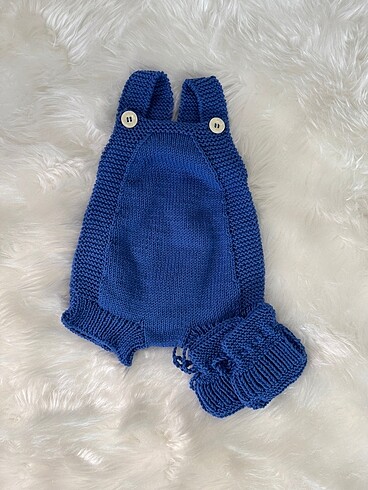 3-6 Ay Beden mavi Renk Bebek tulum ve patiği takım