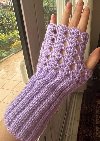 Renkli Bohem Örgü Kadın Eldivenleri - Görsel 3