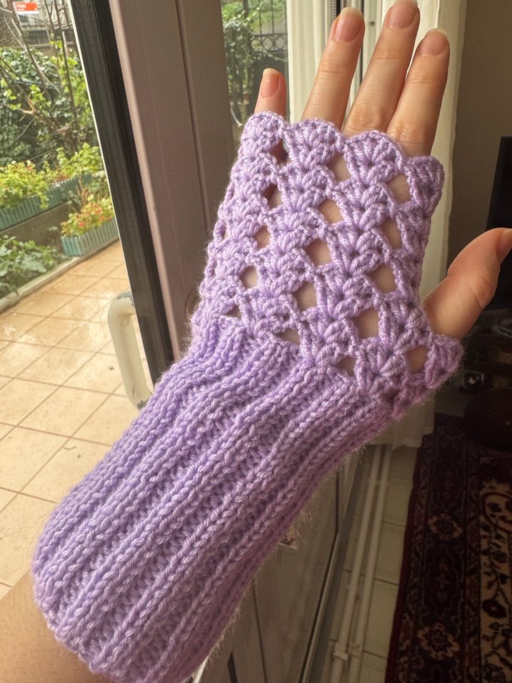 Renkli Bohem Örgü Kadın Eldivenleri - Görsel 3