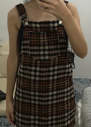 Ekose Desenli Askılı Midi Tulum - Görsel 4