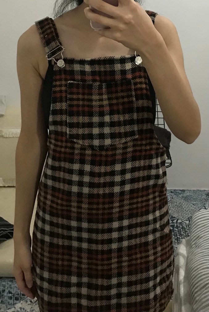 Ekose Desenli Askılı Midi Tulum - Görsel 4