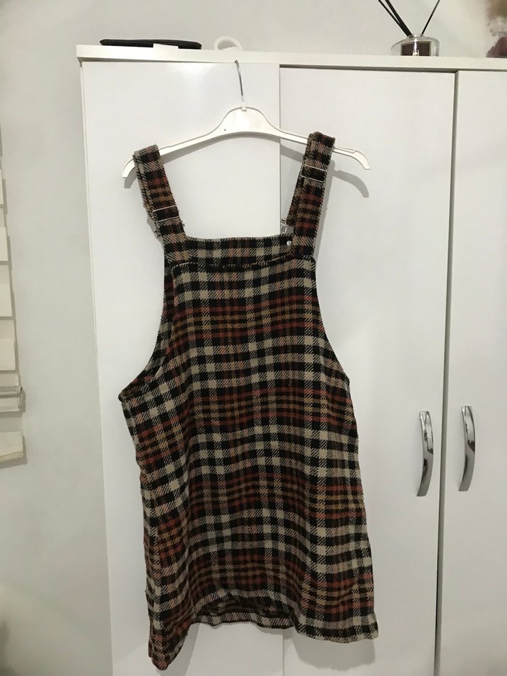 Ekose Desenli Askılı Midi Tulum - Görsel 2