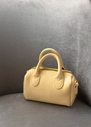 Zincir Detaylı Sarı Deri Kadın Çanta - Görsel 2