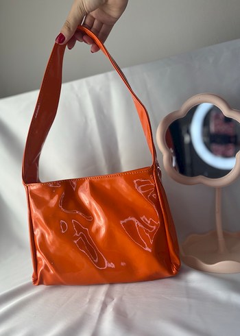 Parlak Turuncu Minimalist Deri Kadın Çanta - Görsel 2