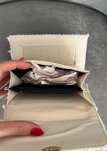 Dantel Detaylı Beyaz Örgü Kadın Portföy Çanta - Görsel 3