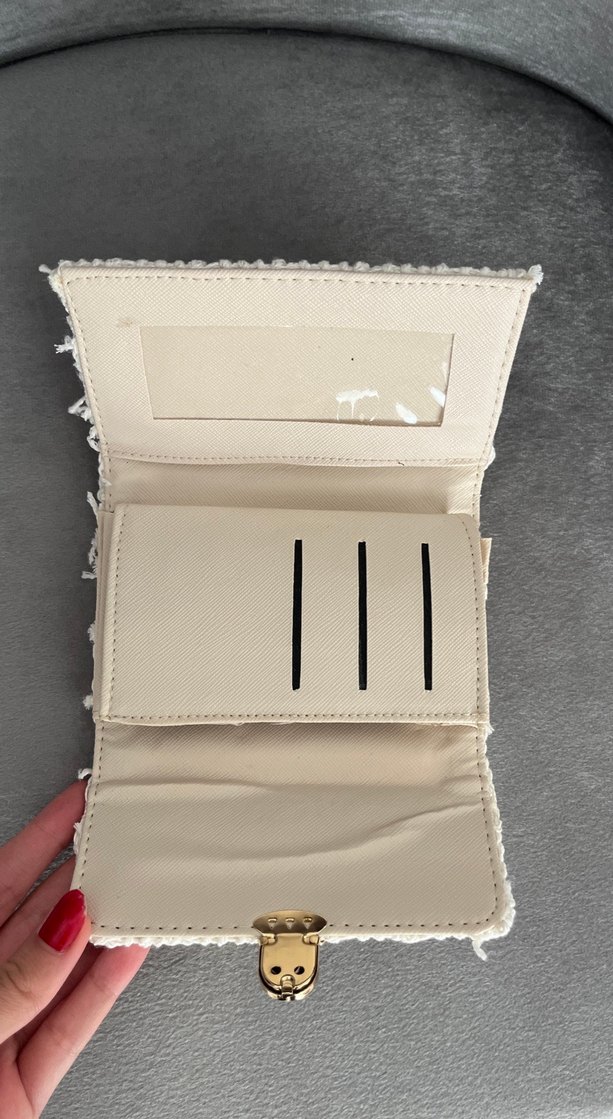 Dantel Detaylı Beyaz Örgü Kadın Portföy Çanta - Görsel 2