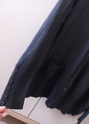 Gri Düğmeli Midi Kadın Hırka - Görsel 3