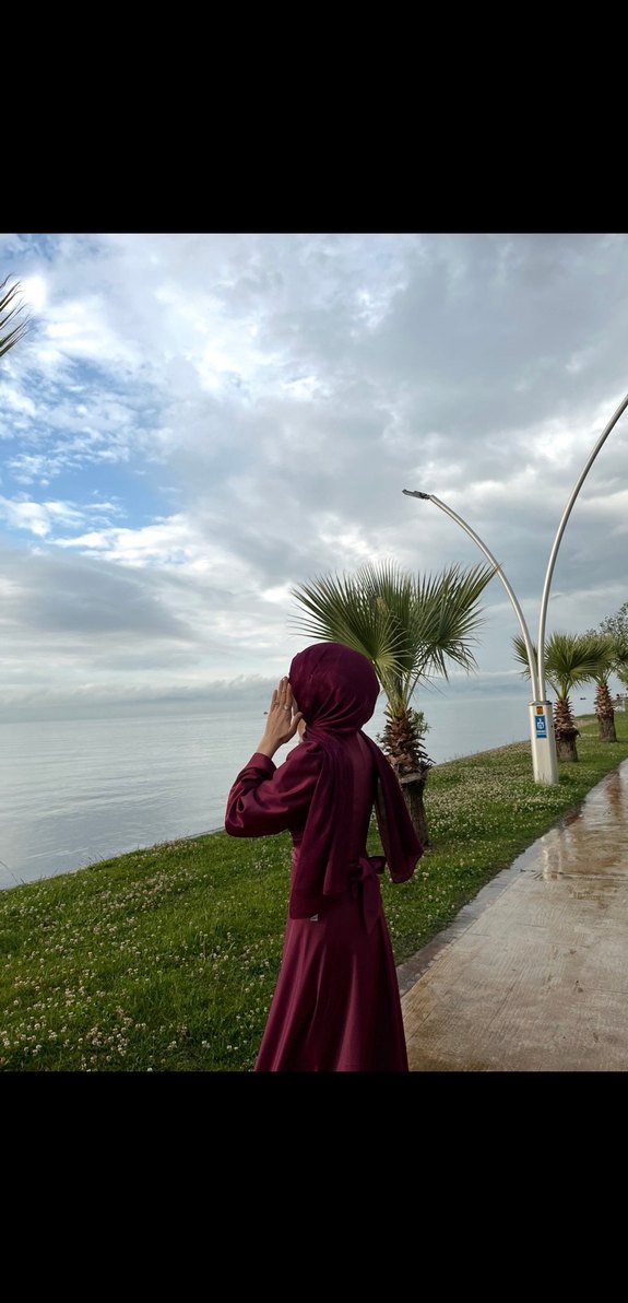 Bordo Uzun Kollu Salaş Abiye - Görsel 4