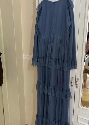 Fırfırlı Mavi Abiye - Görsel 3