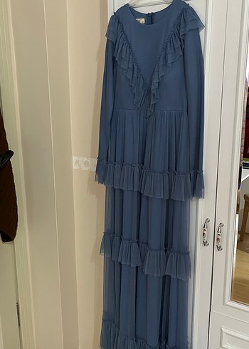 Fırfırlı Mavi Abiye - Görsel 2