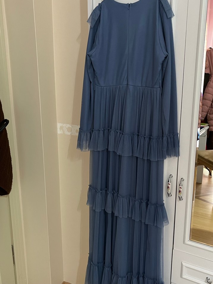 Fırfırlı Mavi Abiye - Görsel 3