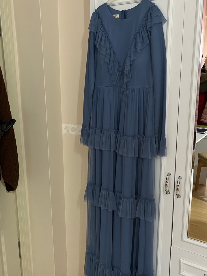 Fırfırlı Mavi Abiye - Görsel 2