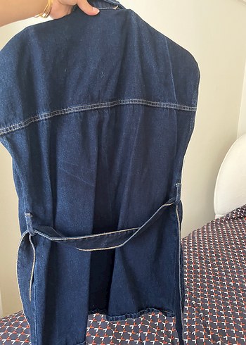 m Beden kahverengi Renk Kadın Kemerli Koyu Kot Elbise