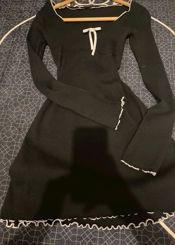 Dantel Detaylı Siyah elbise - Görsel 2