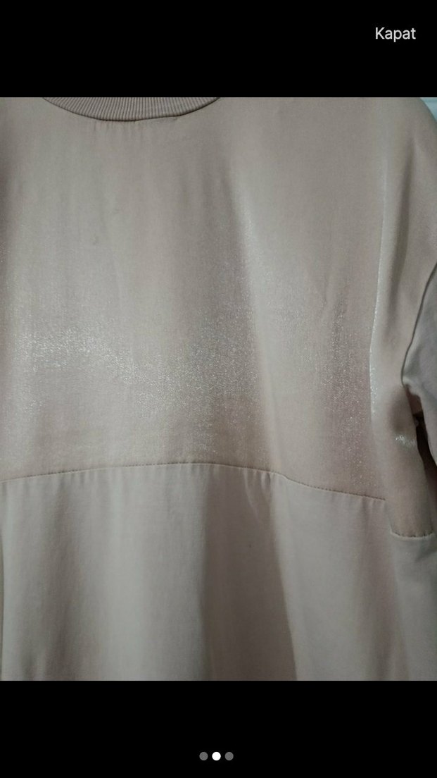 pudra Midi Kadın Keten Tunik - Görsel 2