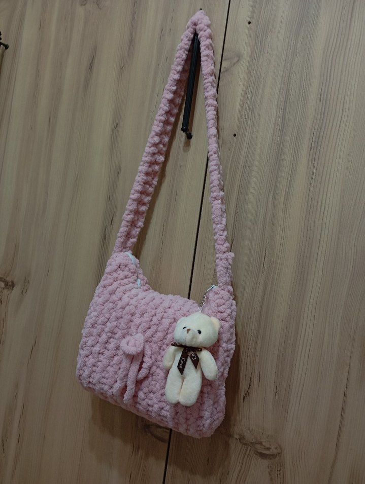 Pembe örgü Çanta - Görsel 4