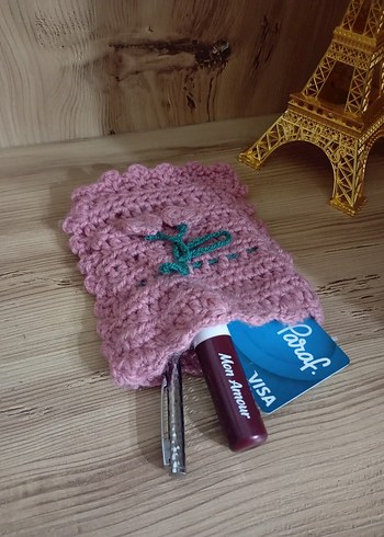 ı Pembe Mini Örgü cüzdan - Görsel 2